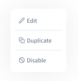 API Family actions menu