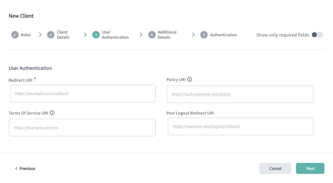 User Authentication Settings