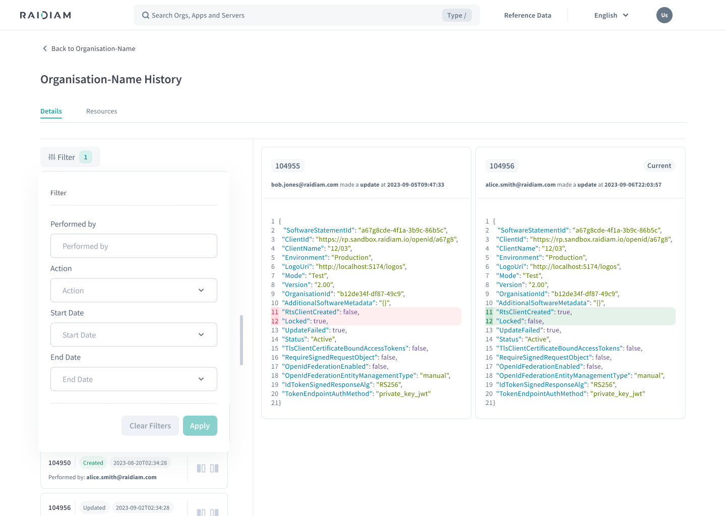 Audit log visibility for organisations