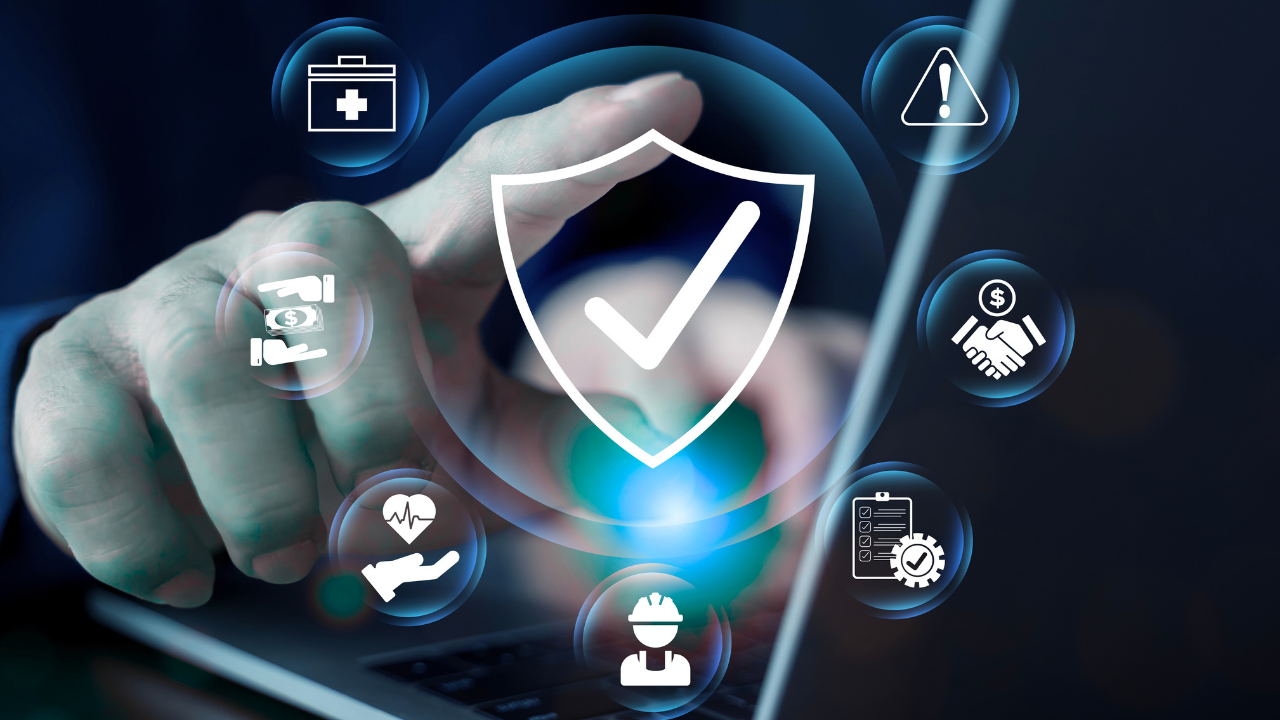 Central digital shield connecting and protecting multiple services, symbolising a trust framework enforcing shared rules.